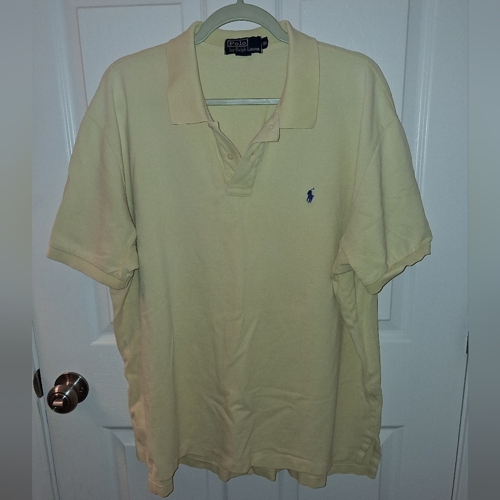 Polo by Ralph Lauren Men's Yellow Polo Shirt Wuth Blue Pony In A Size XXL. EUC